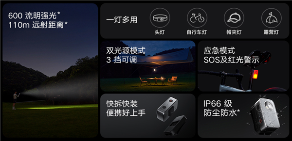 小米米家户外多功能灯开售：129元冰球突破600流明、110米远射！(图4)